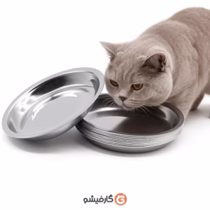 ظرف استیل غذای گربه مدل پهن و کم‌ عمق