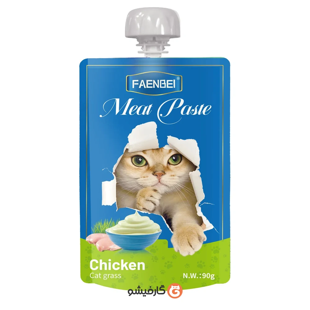 پودینگ خمیر گوشتی فنبی با مرغ و علف گربه