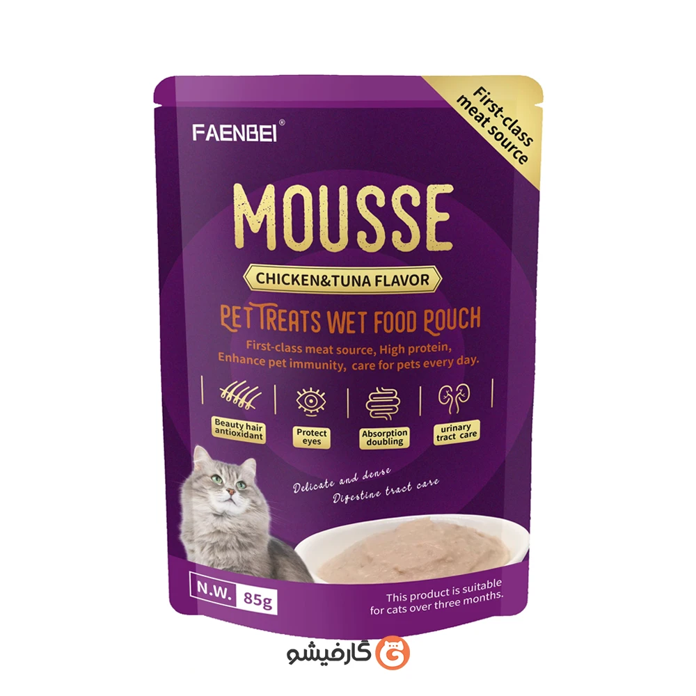 پوچ موس فنبی با طعم مرغ و ماهی تن
